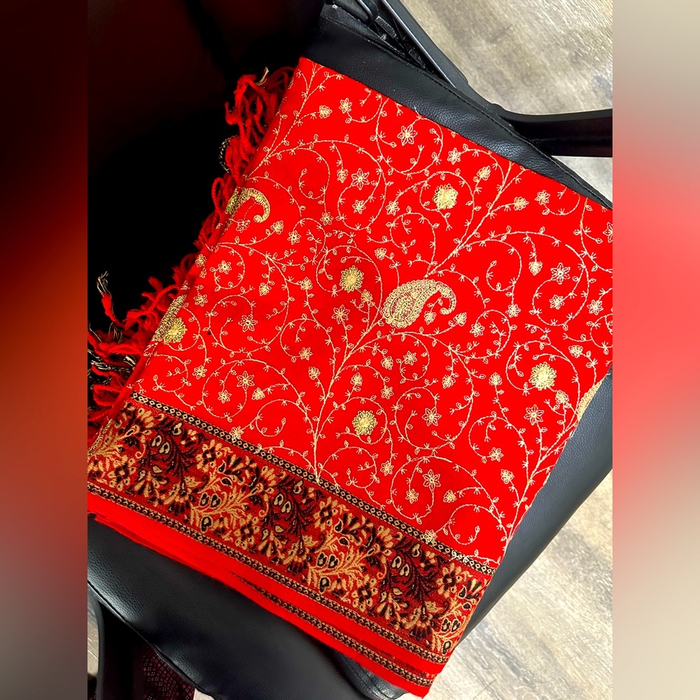 1pc Women's Thick Warm Shawl Scarf With Tassels, Exotic Style, , Double Use